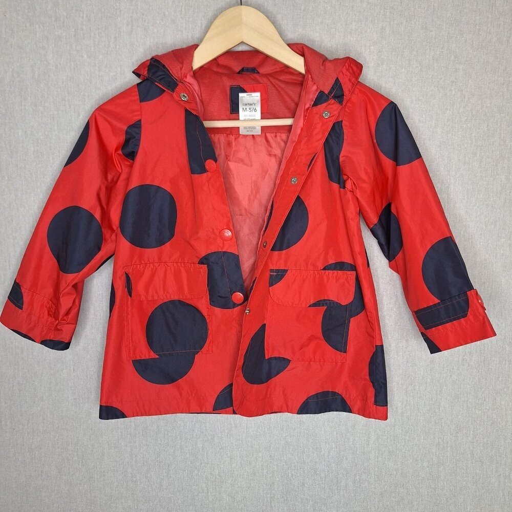 💙 Carters Kids Ladybug Rainjacket Hooded Size 5/6 Cute Outfit Comfy